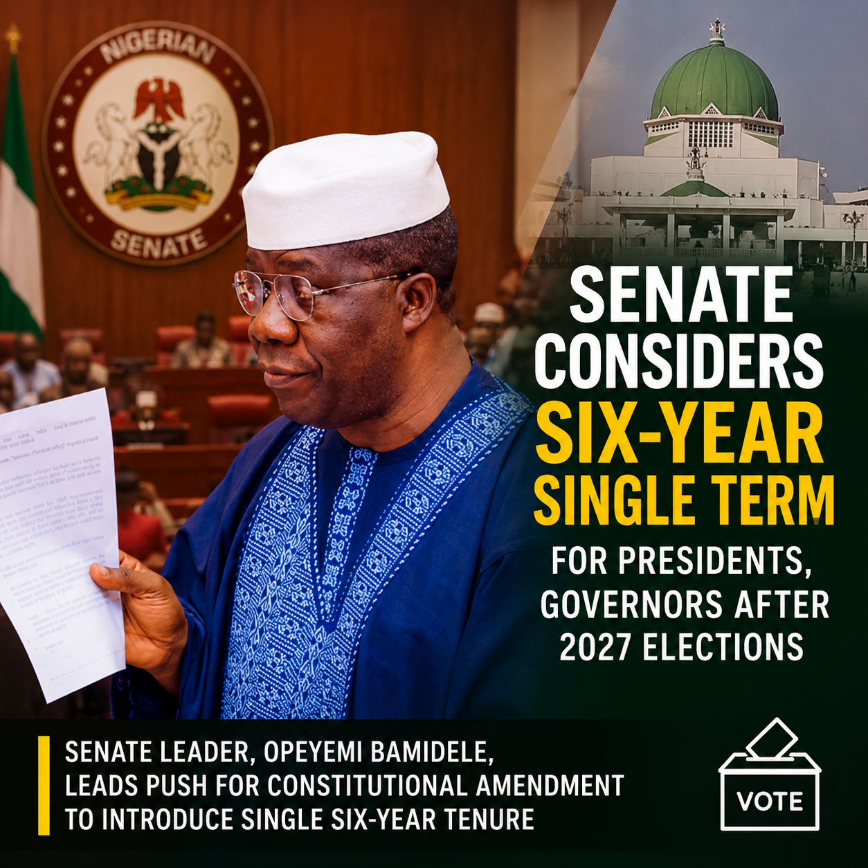 nigerian senate considers six year single term