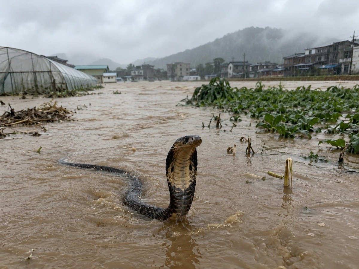 china flooding venomous snakes