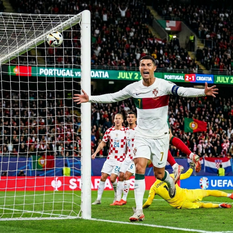 Ronaldo scoring against Croatia July 2 white jersey